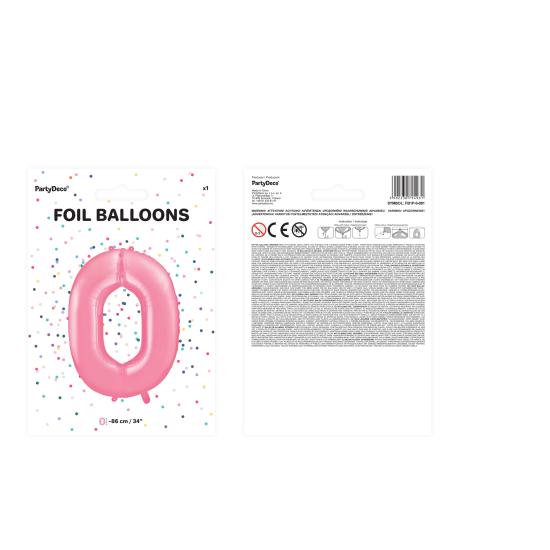 Globo foil "0" en rosa 86 cm Globo foil "0" en rosa 86 cm