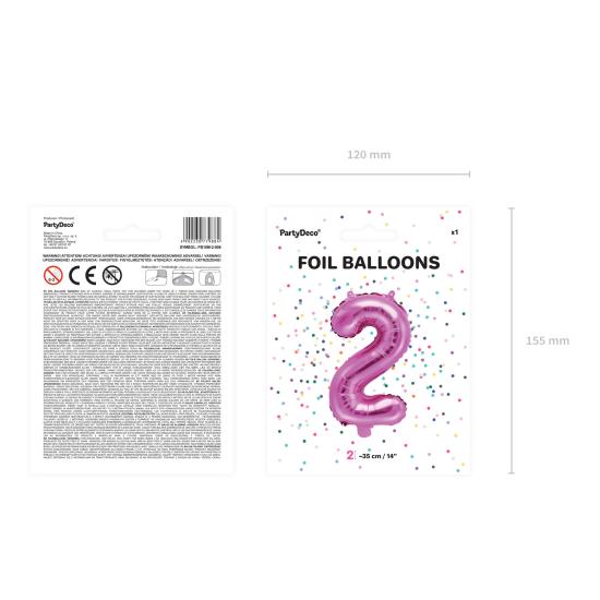 Globo foil "2" rosa oscuro Globo foil "2" rosa oscuro