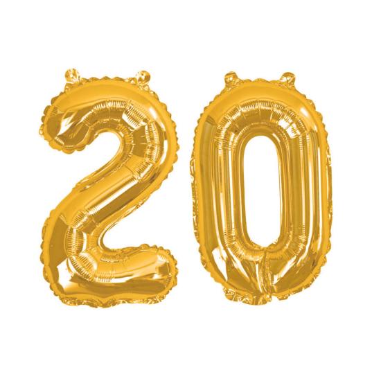 Globo foil "20" en dorado - Glitz & Glamour Black & Gold 40cm Globo foil "20" en dorado - Glitz & Glamour Black & Gold 40cm