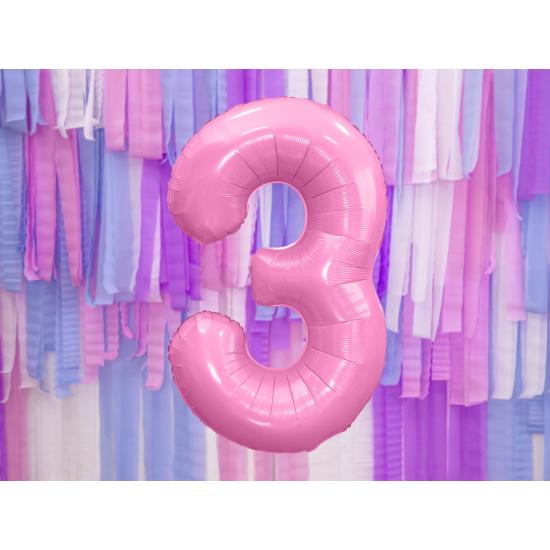 Globo foil "3" en rosa 86 cm Globo foil "3" en rosa 86 cm