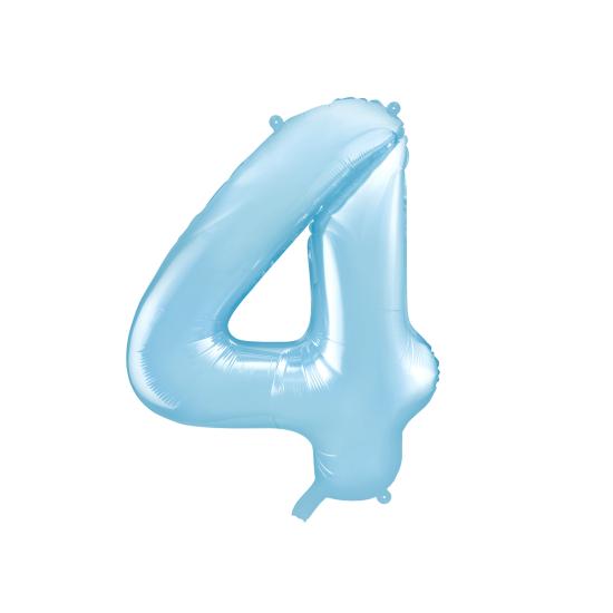 Globo foil "4" en azul claro 86 cm Globo foil "4" en azul claro 86 cm