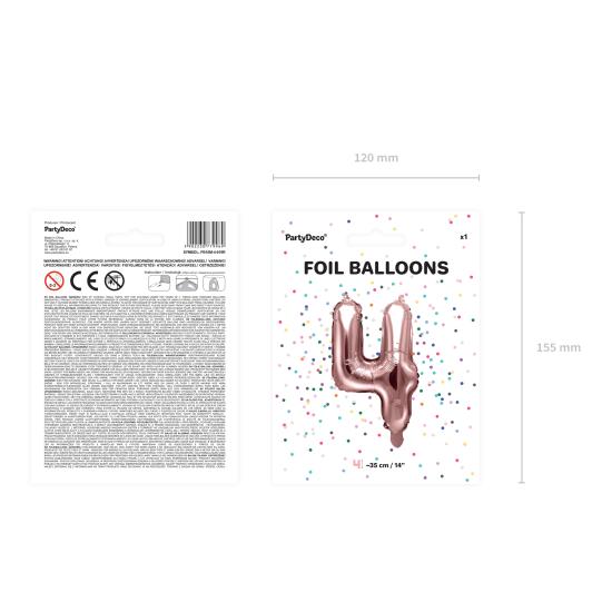 Globo foil "4" oro rosa (35 cm) Globo foil "4" oro rosa (35 cm)