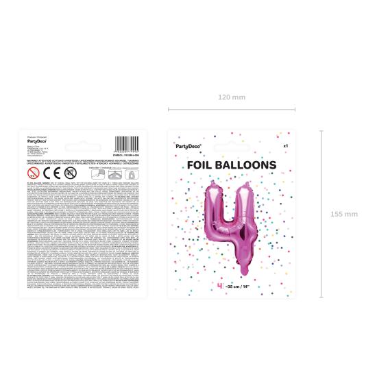 Globo foil "4" rosa oscuro Globo foil "4" rosa oscuro