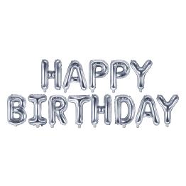 Globo foil "Happy Birthday" plateado