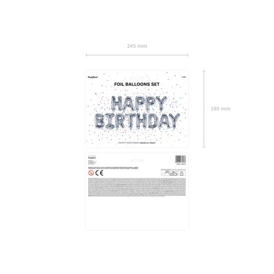 Globo foil "Happy Birthday" plateado Globo foil "Happy Birthday" plateado
