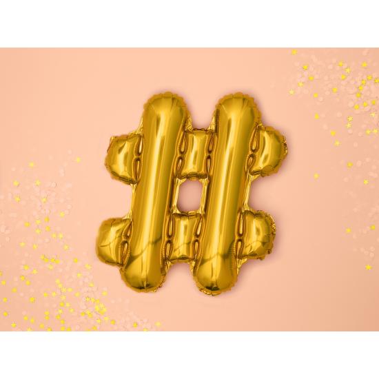 Globo foil hashtag dorado Globo foil hashtag dorado