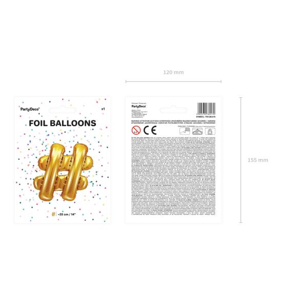 Globo foil hashtag dorado Globo foil hashtag dorado