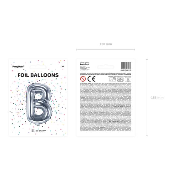 Globo foil letra B plateado (35 cm) Globo foil letra B plateado (35 cm)