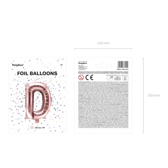 Globo foil letra D oro rosa Globo foil letra D oro rosa