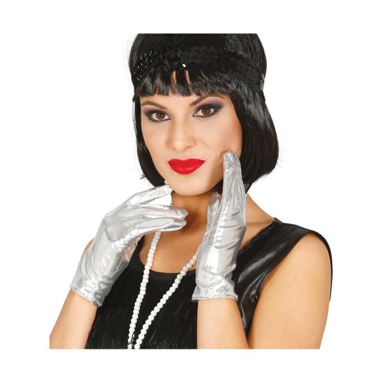 Guantes cortos plateados para adulto Guantes cortos plateados para adulto