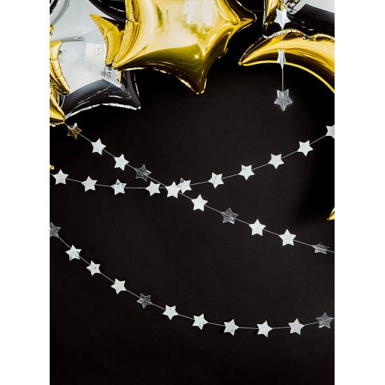 Guirnalda con estrellas plateadas (3,6 m) Guirnalda con estrellas plateadas (3,6 m)
