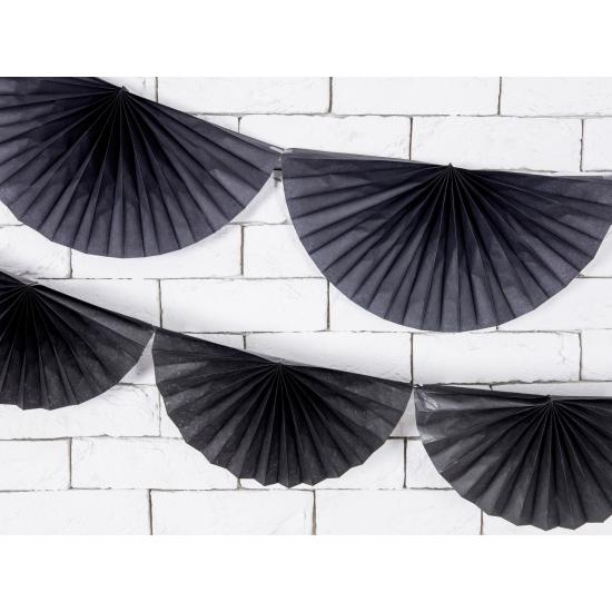 Guirnalda de abanicos de papel decorativos negro Guirnalda de abanicos de papel decorativos negro