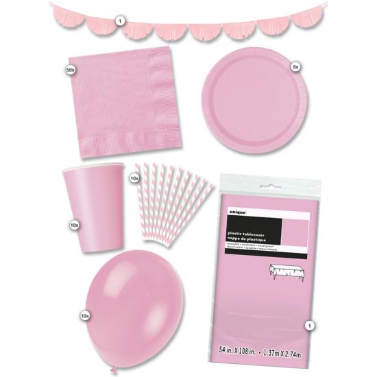 Kit de fiesta rosa 8 personas premium Kit de fiesta rosa 8 personas premium