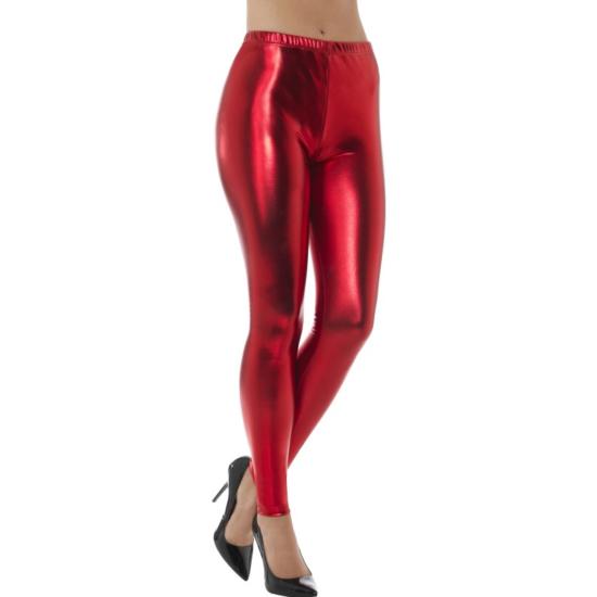 Leggings rojas metalizadas para mujer Leggings rojas metalizadas para mujer