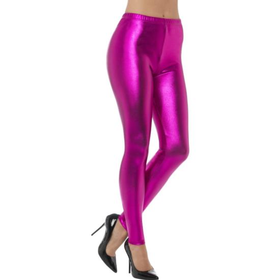 Leggings rosas metalizadas para mujer Leggings rosas metalizadas para mujer