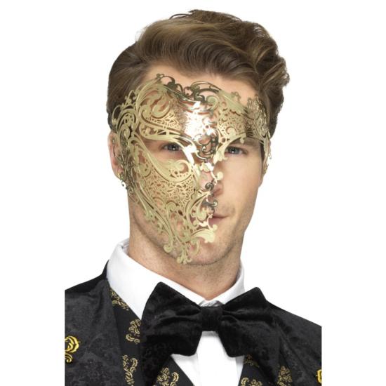 Media máscara de fantasma de la ópera dorada para hombre Media máscara de fantasma de la ópera dorada para hombre