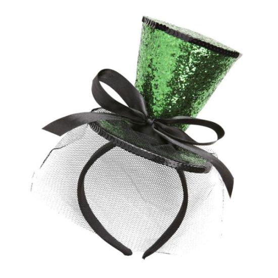 Minisombrero de Copa Verde con Velo Minisombrero de Copa Verde con Velo