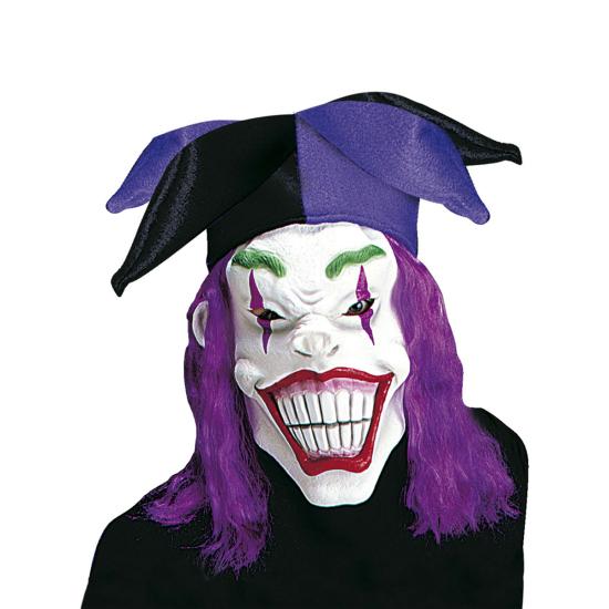 Máscara de arlequín macabro con peluca y gorro para hombre Máscara de arlequín macabro con peluca y gorro para hombre