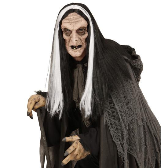 Máscara de bruja aterradora con peluca para adulto Máscara de bruja aterradora con peluca para adulto