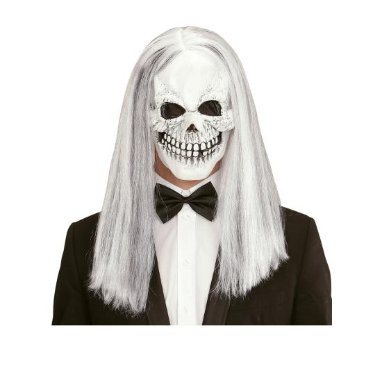 Máscara de calavera con peluca canosa Máscara de calavera con peluca canosa