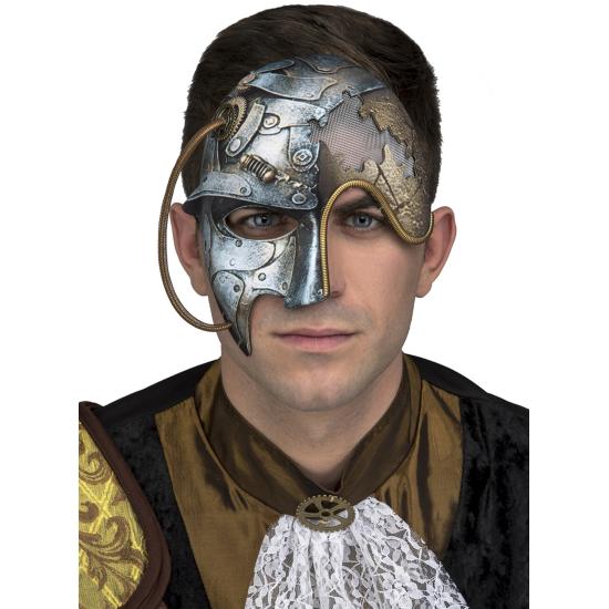 Máscara de media cara steampunk plateada para adulto Máscara de media cara steampunk plateada para adulto