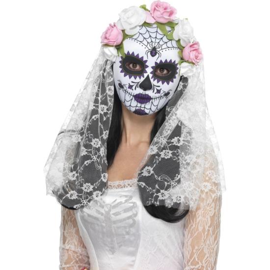 Máscara de novia Catrina con velo Máscara de novia Catrina con velo