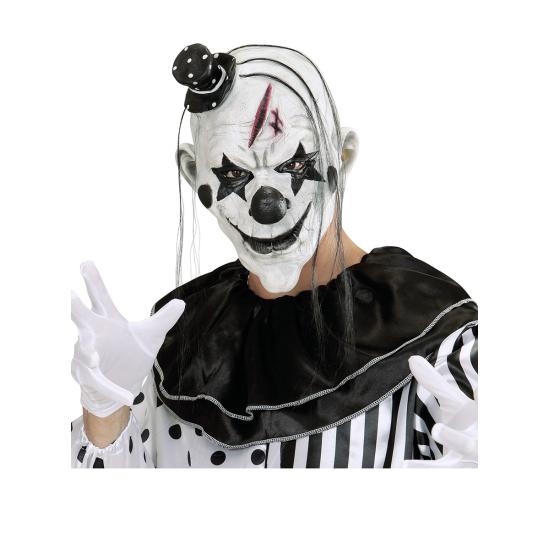 Máscara de payaso malicioso con pelo y gorrito Máscara de payaso malicioso con pelo y gorrito