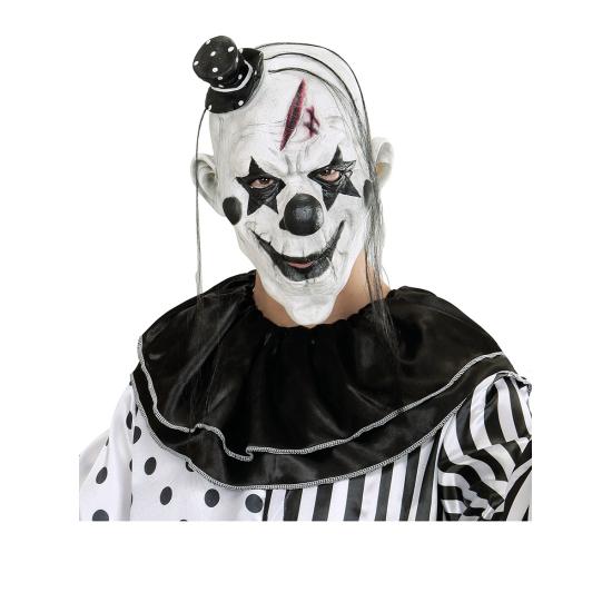 Máscara de payaso malicioso con pelo y gorrito Máscara de payaso malicioso con pelo y gorrito
