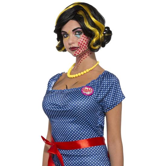 Peluca Pop Art morena con mechas rubias para mujer Peluca Pop Art morena con mechas rubias para mujer