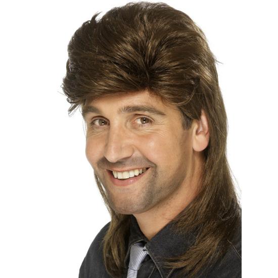 Peluca años 80 castaña para hombre Peluca años 80 castaña para hombre