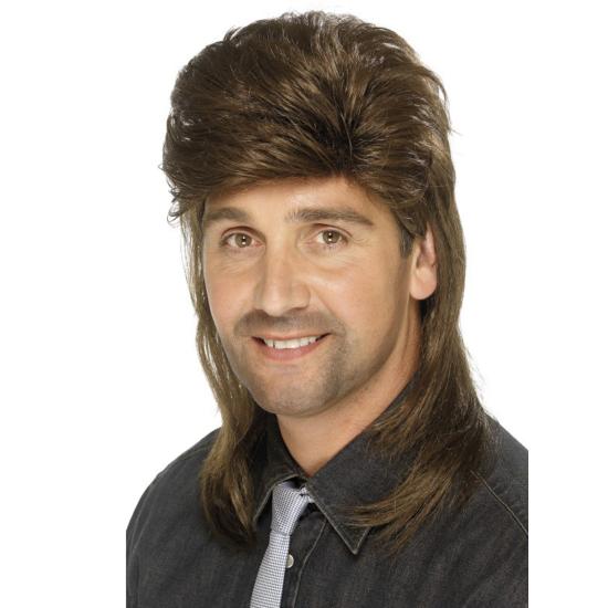 Peluca años 80 castaña para hombre Peluca años 80 castaña para hombre