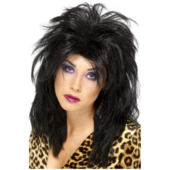 Peluca años 80 negra para mujer Peluca años 80 negra para mujer