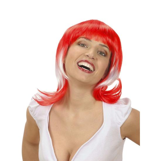 Peluca bicolor roja y blanca para mujer Peluca bicolor roja y blanca para mujer