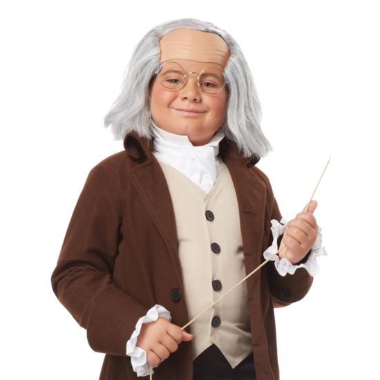 Peluca de Benjamin Franklin para niño Peluca de Benjamin Franklin para niño