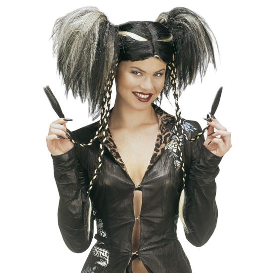 Peluca de con mechas blancas para mujer Peluca de con mechas blancas para mujer