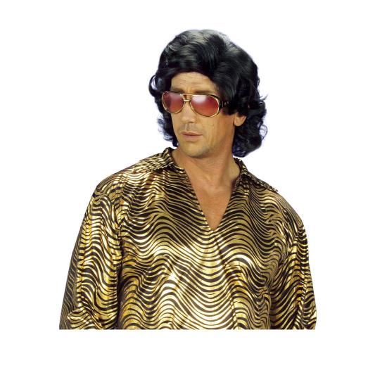 Peluca hombre años 70 negra Peluca hombre años 70 negra