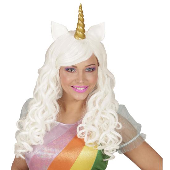Peluca Blanca con Cuerno de Unicornio. Peluca Blanca con Cuerno de Unicornio.