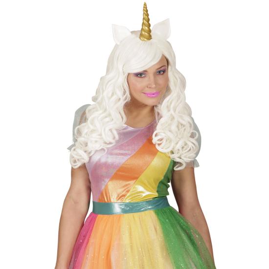 Peluca Blanca con Cuerno de Unicornio. Peluca Blanca con Cuerno de Unicornio.