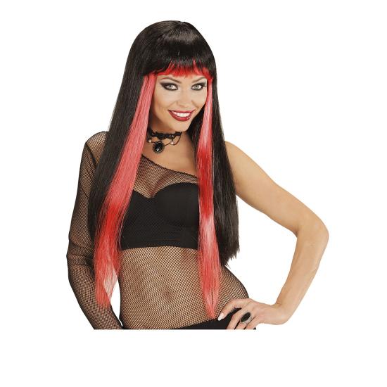 Peluca glam con mechas rojas Peluca glam con mechas rojas