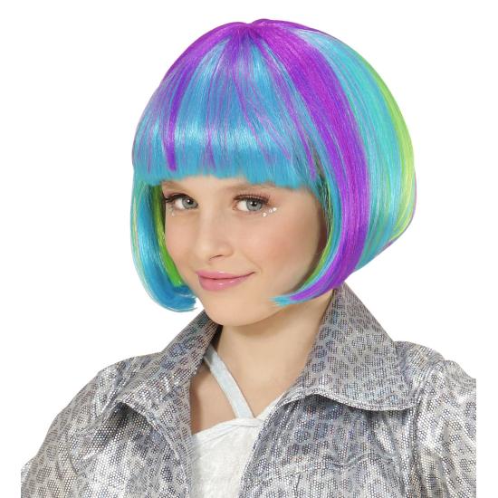 Peluca multicolor media melena para niña Peluca multicolor media melena para niña