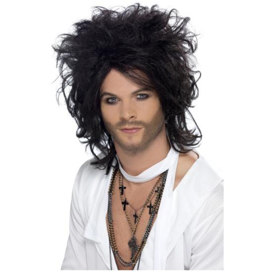 Peluca ochentera negra para hombre Peluca ochentera negra para hombre
