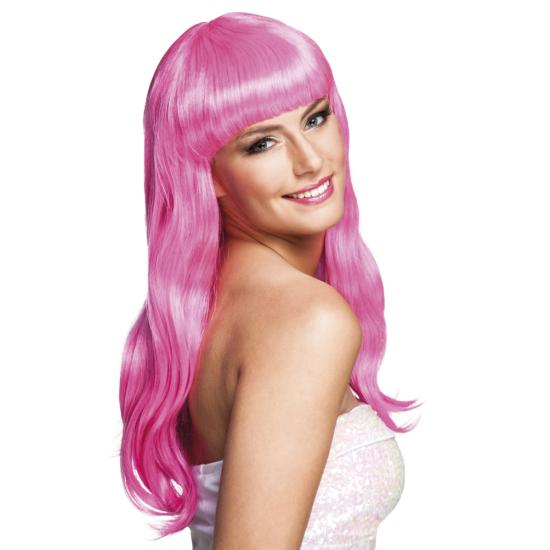 Peluca rosa con flequillo Peluca rosa con flequillo