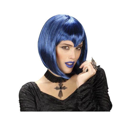 Peluca vampiresa gótica azul Peluca vampiresa gótica azul
