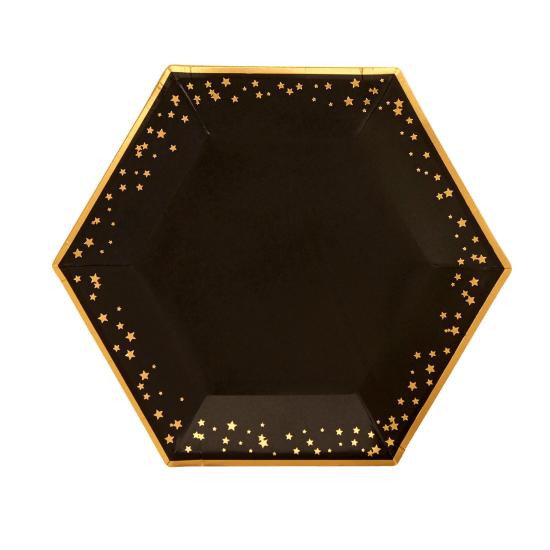 8 platos hexagonales de papel (12,5 cm) - Glitz & Glamour Black & Gold 8 platos hexagonales de papel (12,5 cm) - Glitz & Glamour Black & Gold