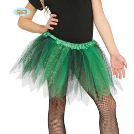 Tutú verde y negro con brillantina para niña