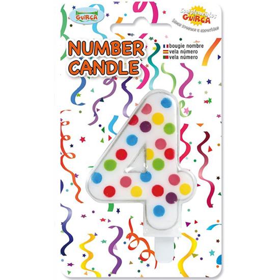 Vela de Cumpleaños Confeti Número 4 Vela de Cumpleaños Confeti Número 4