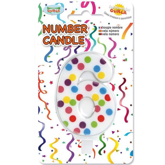 Vela de Cumpleaños Confeti Número 6 Vela de Cumpleaños Confeti Número 6