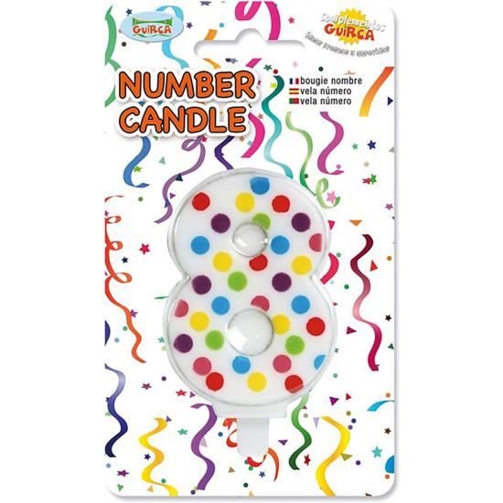 Vela de Cumpleaños Confeti Número 8 Vela de Cumpleaños Confeti Número 8
