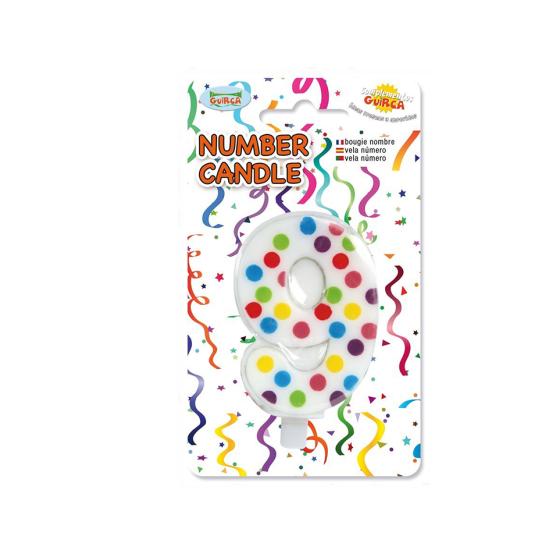 Vela de Cumpleaños Confeti Número 9 Vela de Cumpleaños Confeti Número 9