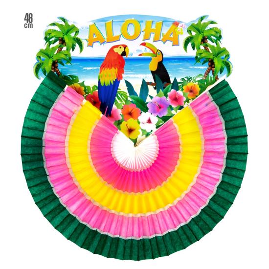Abanico de Papel Aloha Multicolor 45 cms Abanico de Papel Aloha Multicolor 45 cms
